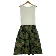 KBF ケービーエフ 異素材切替ワンピース sizeOne/グリーン×ホワイト