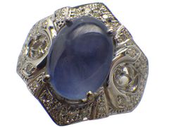 スターサファイア ダイヤモンドリング Pt900 13.0g 14号 GRJソーティング付き　Jewelry StarSapphire8.52ct Dia0.30ct Ring