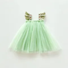 ☆ ミント ☆ 100cm ☆ ベビー キッズ チュールドレス チェリー刺繍 ybbdress5098 ベビー キッズ チュールドレス チュールワンピース ワンピース チュチュ チュチュワンピース セレモニードレス フォーマルドレス フォーマル ベビードレス