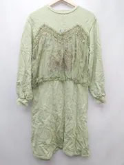 ◇ jouetie レース シフォン プリント 長袖 膝下丈 ワンピース サイズM グリーン バーガンディ ブルー系 レディース P  【1308240011305】