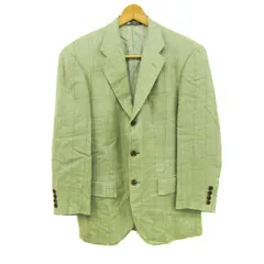 ポロバイラルフローレン テーラードジャケット アウター チェック柄 シルク混 日本製 メンズ A4サイズ 黄緑 Polo by Ralph Lauren 【中古】