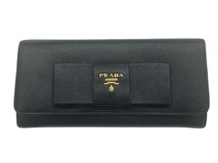 極美品✨PRADA プラダ 長財布 二つ折り財布 サフィアーノ ブラック