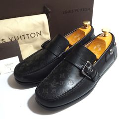 ルイヴィトン Louis Vuitton モノグラム レザーシューズ ドライビングシューズ ローファー 7 26㎝相当 ブラック メンズ 正規品 5-SD009