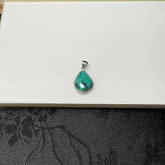 高級 EU製 ★ターコイズ トルコ石・ペンダント★アクセサリー 天然石B きれいめ 約18.2*12.7*4.9mm ZB8954