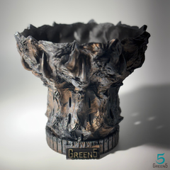 3Dプリント鉢 3Dプリンター鉢 作家鉢 植木鉢 Green5【草乱爪雄_鉢皿セット】145mm