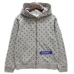 トミー TOMMY ドット スウェット フルジップ パーカー グレー M