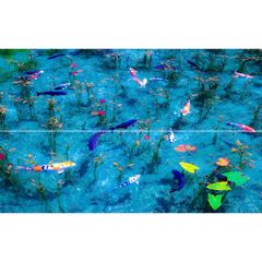 絵画風 壁紙ポスター (はがせるシール式) 【特大上下2枚仕様】-地球の撮り方- まるで絵画、岐阜県関市の「モネの池」（名前のない池）《写真家/糸氏雄一郎》 キャラクロ C-ZJP-001L1W (パノラマL版 1843mm×576mm×2枚)＜日本製＞