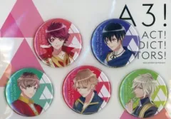 【中古】バッジ・ピンズ 春組 冨士原良描き下ろしジャケット絵柄春組缶バッジ(57mm)5個セット 「Blu-ray/DVD A3!(エースリー) 第1巻～第2巻」 きゃにめ連動購入特典