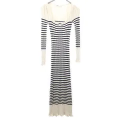 ザラ ボーダー柄 長袖 ロングワンピース XS アイボリー系 ZARA レディース 古着 【231222】