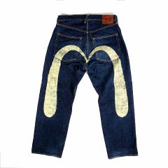 ブランド古着！日本製 旧EVISU2001 No.2 デニム 虎耳 ビッグサイズ Evisu ジーンズ W34L35 エヴィス 2001 No2 虎耳 太めシルエット
