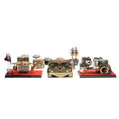 金彩蒔絵ミニチュアお雛道具　アンティーク収納箱セット 大・中・小 金彩蒔絵ミニチュアお雛道具 アンティーク収納箱セット 大・中