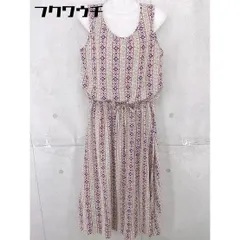 ◇ AS KNOW AS アズノゥアズ 総柄 ノースリーブ ロング ワンピース サイズレディース ベージュ系 ネイビー レディース 【中古】 【1104280009728】