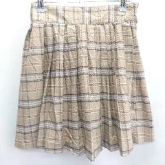 ◇ mezzo piano junior チェック柄 キッズ ミニ丈 プリーツ スカート サイズ150 ベージュ ブラウン パープル 女の子 E  【1407180021860】