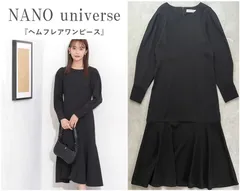 NANO universe ナノユニバース 23AW ヘムフレアワンピース ON/OFFで着映える◎ オケージョンスタイルにも活躍 上品 フィット＆フレア BLK F