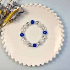 青瑪瑙&水晶&クラック水晶 パワーストーン ブレスレット メンズ レディース 男性 女性 幸運 開運  [13]