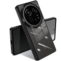 【人気商品】クリア 耐衝撃 アクオスR9 Pro Pro SH-54E カバー 透明 メッキ加工 ケース 完全な保護 黄変防止 落下防止 ファッション R9 薄型 軽量 TPU 柔らかい AQUOS ワイヤレス充電 人気 保護カバー(ブラック)のサムネイル