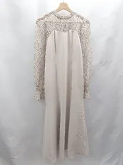 ◇ ⊂ one after another NICE CLAUP 花柄レース 長袖 ロング ワンピース サイズF ベージュ系 レディース E  【1502180055331】