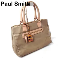 ポールスミス　マルチストライプ　シボ革　ピンクグレー　バイカラー　チャーム