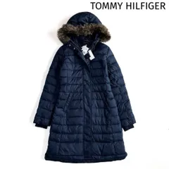 ◆タグ付き◆ TOMMY HILFIGER トミーヒルフィガー ロングダウンコート S ネイビー フード ファー付き 防寒 あったか