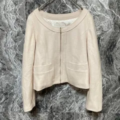 PROPORTION　プロポーションボディドレッシング　ノーカラージャケット　丸襟　長袖　無地　春　秋　冬【3】　ホワイト　白