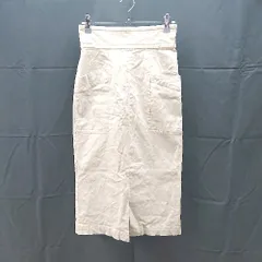 ◇ nano univers 無地 センタースリット ストレッチ ロング タイト スカート 36サイズ ブラウン ベージュ レディース E  【1303090015299】