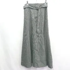 ◇ Θ BEAMS HEART チェック柄 ウエストベルト付き ロング丈 フレア スカート サイズ表記なし グレー系 レディース E  【1408220039364】