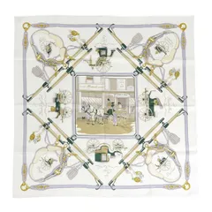 エルメス カレ 70 PALONNIERS パロニエ ユニセックス ホワイト HERMES【中古】 【アパレル・小物】