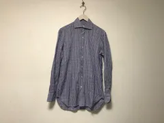 本物エッリコフォルミコラErricoFormicolaユナイテッドアローズコットンチェック柄ドレス長袖シャツメンズサーフアメカジミリタリーストリートスケーターワークビジネススーツモードゴルフドレス青ブルーイタリア製38/15Sのサムネイル