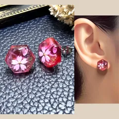 舞桜の雫 -Mai Sakura- ゴールドラメ　ステンレスピアス　イヤリング　金具選択有り　ハンドメイド