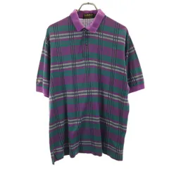 SAHARA 90s オールド チェック柄 半袖 ポロシャツ L パープル メンズ 古着