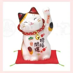 彩絵　招福開運招き猫（鈴付・小）　7860　※陶器,まねき猫,開運招福,縁起物,和,民芸品,工芸品,日本,レトロモダン,かわいい,可愛い,キャット,ねこ,置物,ファンシー