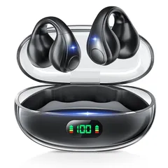 【2024新開発・骨伝導の革新】 イヤホン Bluetooth ワイヤレスイヤホン イヤーカフ イヤホン最大60時間再生 ブルートゥースイヤホン Hi-Fi音質 AAC対応 LCDディスプレイ 物理ボタン誤操作なし 耳を塞がない イヤフォン オープンイヤー イ