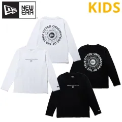新品 NEWERA ニューエラ 正規品 ユース キッズ 長袖 Tシャツ 長袖Tシャツ ティーシャツ バックプリント サークルロゴ コットン 綿 子供用 ユニセックス 男の子 女の子 白 ホワイト 黒 ブラック