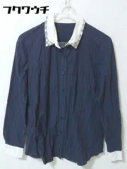 ◇ green label relaxing UNITED ARROWS ストライプ 装飾 長袖 シャツ サイズ38 ネイビー バーガンディ レディース 【中古】 【1002800721375】