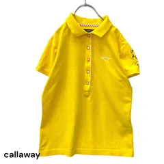 【超美品】Callaway キャロウェイ 半袖ポロシャツ イエロー　 袖ロゴ刺繍　 シンプル レディース M ゴルフウェア　ポロシャツ