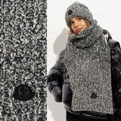 160 MONCLER モンクレール 3C00021 M3560 グレー マフラー ロゴ SCIARPA