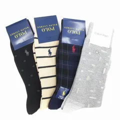 ポロ ラルフローレン POLO RALPH LAUREN カルバンクライン タグ付き 4点セット 靴下 ソックス 刺繍 ロゴ 黒 ブラック 紺 ネイビー ベージュ グレー /AE