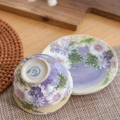 瀬戸焼　野村晃子　飯碗　ゆずりは工房　花柄　２客 瀬戸焼 野村晃子 飯碗 ゆずりは工房 花柄 2客 - メルカリ