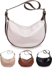 RIMINA シーンレスで毎日使える ショルダーバッグ レディース 斜め掛け 大容量 軽量 小さめ 合成皮 革 肩掛け ワンショルダー(ミルキーホワイト)