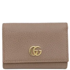 グッチ GUCCI 三つ折り財布 GGマーモント コンパクト ウォレット カーフレザー ベージュ ゴールド金具 ミニ財布  644407 【保存袋】【中古】