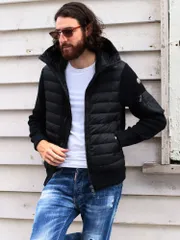 モンクレール メンズ ニットダウン MONCLER ダウンジャケット パーカー フード ニット コンビ  CARDIGAN アウター ブルゾン MC9B50800A9340 (ブラック(999))