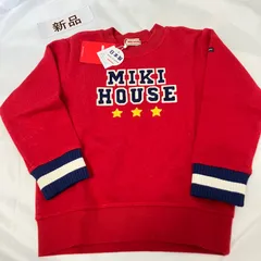 368ミキハウスmikihouse110size ニット生地ロゴトレーナー