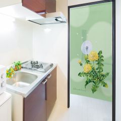 【SIMON BAKER】のれん 85x150cm「タンポポ」【日本製】暖簾 家紋 目隠し 花のれん 植物 伊藤若冲【匿名配送ネコポス 全国送料無料】