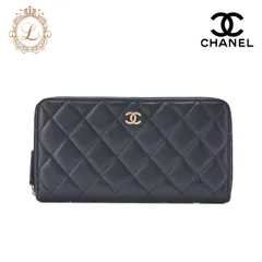 CHANEL シャネル マトラッセ ラウンド長財布 　ラムスキン　黒（ゴールド金具）レディースウォレット 財布   【中古】【送料無料】