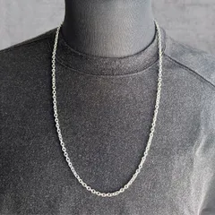 70cm ステンレス 太め 小豆チェーンネックレス 太さ3mm メンズ レディース ネックレス チェーンネックレス シンプル アズキ ロングネックレス