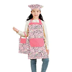 ピンクアイスクリーム_3点セット-幼児用(100~120cm)S [JACKIE&YORK] エプロン 子供 キッズ 三角巾 収納バッグ付き 着脱簡単 小学生 男女兼用 かわいい シンプル ホコリが付きにくい (幼児用(100~120cm) S, ピンクアイス