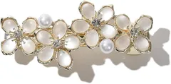TIGLOSS バレッタ ヘアアクセサリー 結婚式 お呼ばれ 大きめ パール 髪留め 髪飾り 和装 ヘアピン ヘアクリップ まとめ髪 おしゃれ 大人(タイプBゴールド)