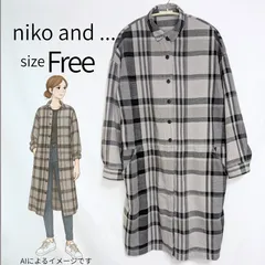 ニコアンド　チェック柄シャツワンピ　Free　フリーサイズ　グレー　ワンピース　ロングシャツ　羽織