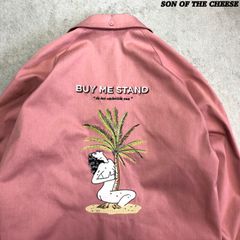 SON OF THE CHEESE 1980s JACKET "BUY ME STAND" ワークジャケット ドリズラージャケット スポーツジャケット コーチジャケット スイングトップ ブルゾン セクシー刺繍 Mサイズ ピンク サノバチーズ