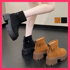 【スタッフおすすめ！】 ショートブーツ 厚底 バックジップ 韓国 厚底ソールブーツ/ジップアップブーツ/疲れにくいブーツ レディースブーツ ワークブーツ ファス おすすめ おしゃれ　人気 上品 99YYXC-015